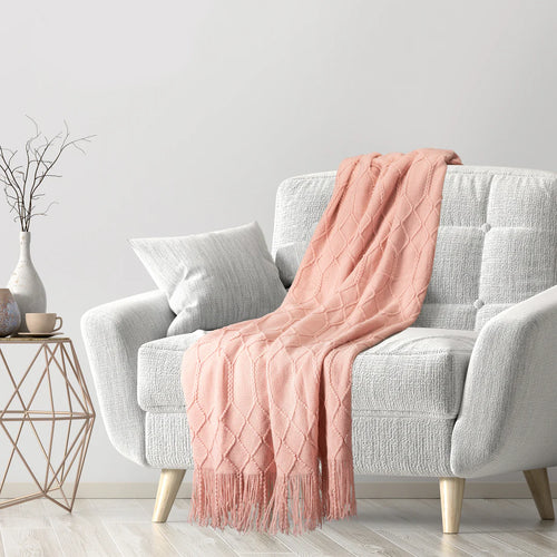 Blush Diamond Pattern Throw Blanket